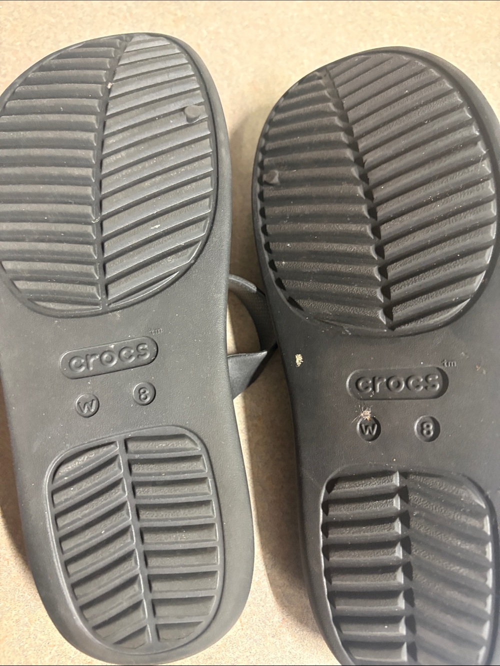 CROCS Black Triple-Strap Slide Sandals - Picture 5 of 5